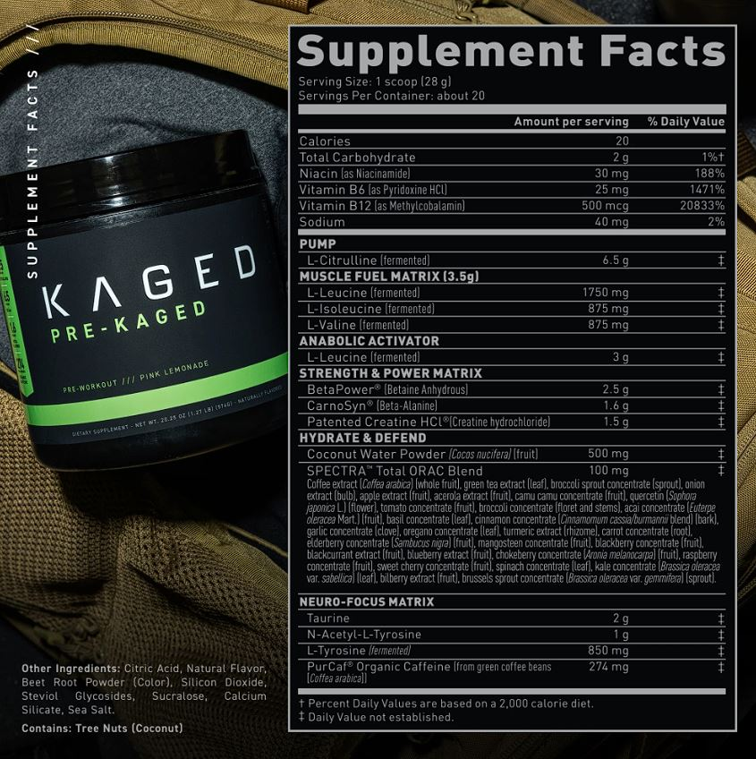 Kaged Muscle Supplement Facts